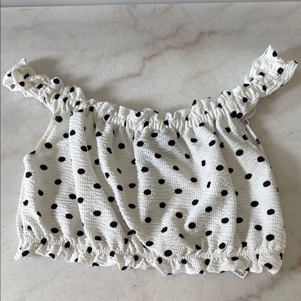 Topshop White and Black Polka Dot Top